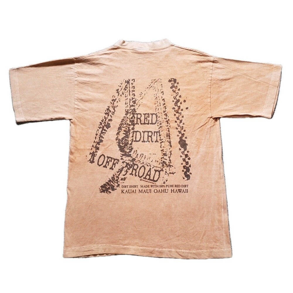 Vintage 90s Red Dirt Shirt Hawaii Sz Large Mens Orange Stonewash Double Side Tee